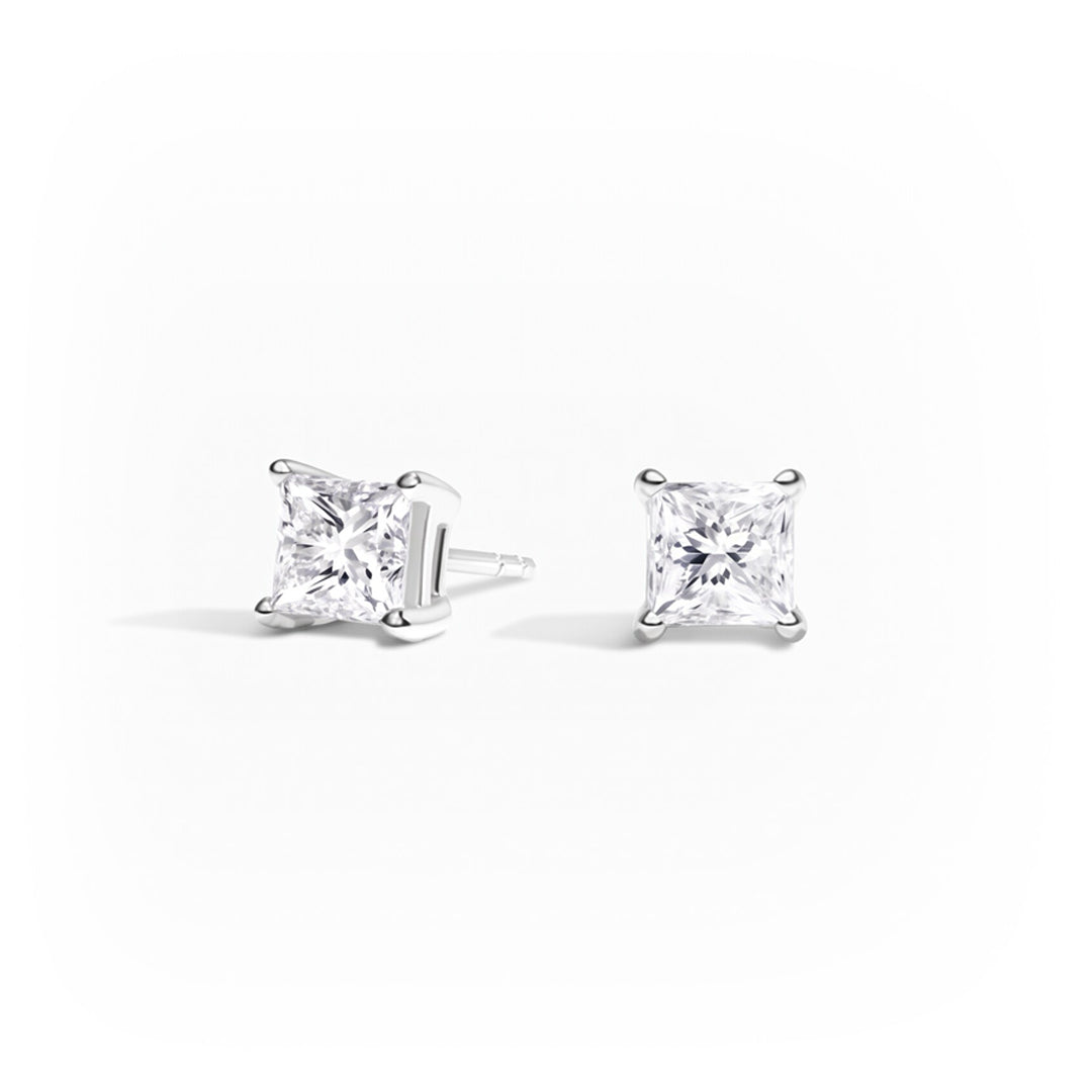 Princess Cut Lab Diamond Stud Earrings (1 ct. tw.) in Sterling Silver