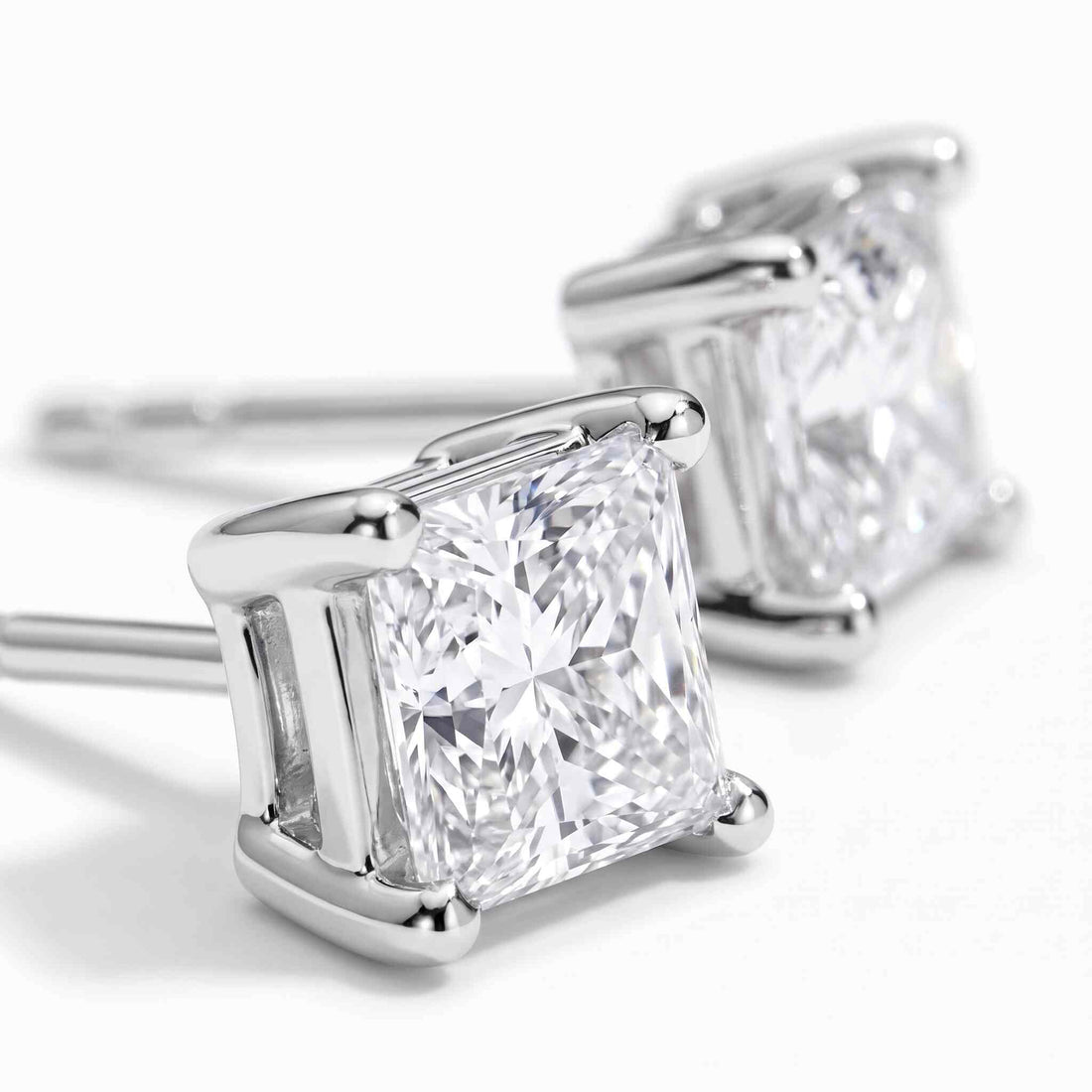 Princess Cut Lab Diamond Stud Earrings (1 ct. tw.) in Sterling Silver