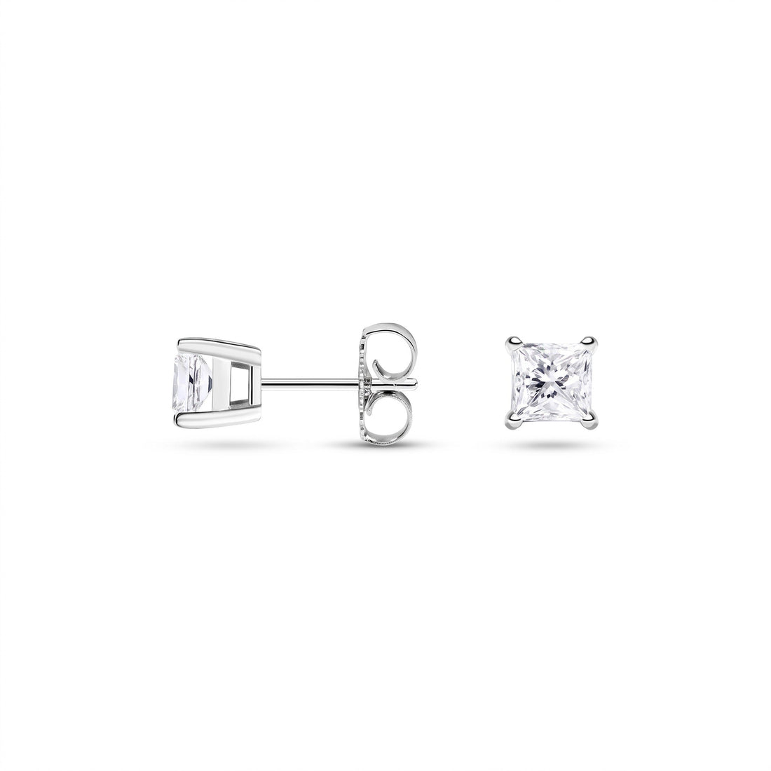 Princess Cut Lab Diamond Stud Earrings (1 ct. tw.) in Sterling Silver