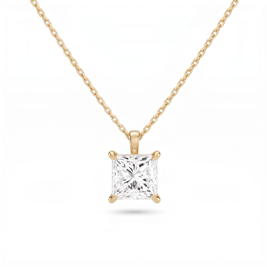 Princess Cut Lab Diamond Pendant w/ 18" Chain (2 ct. tw.) in Gold Vermeil