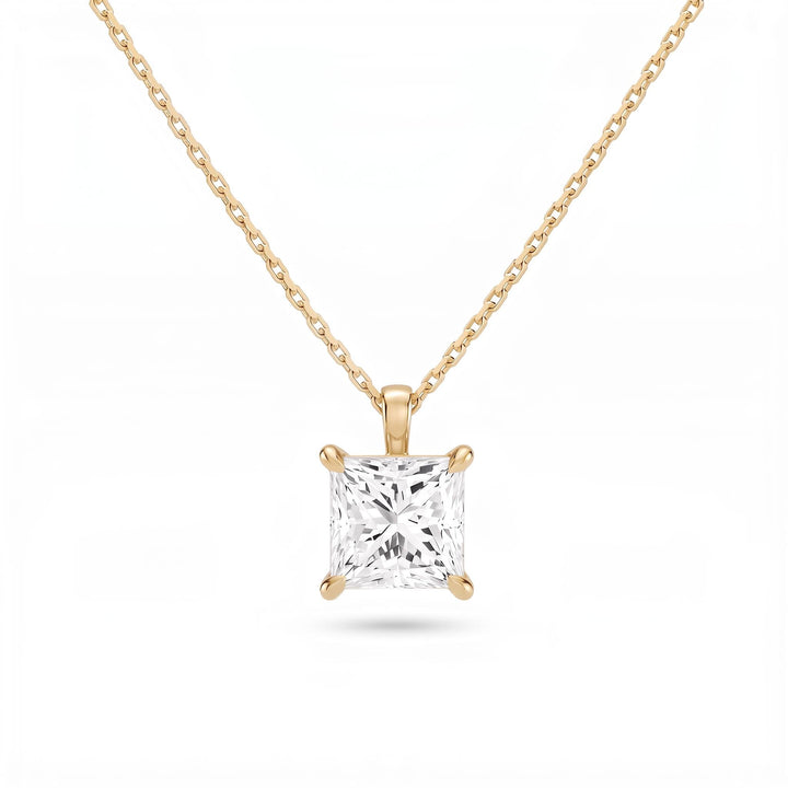 Princess Cut Lab Diamond Pendant w/ 18" Chain (2 ct. tw.) in Gold Vermeil