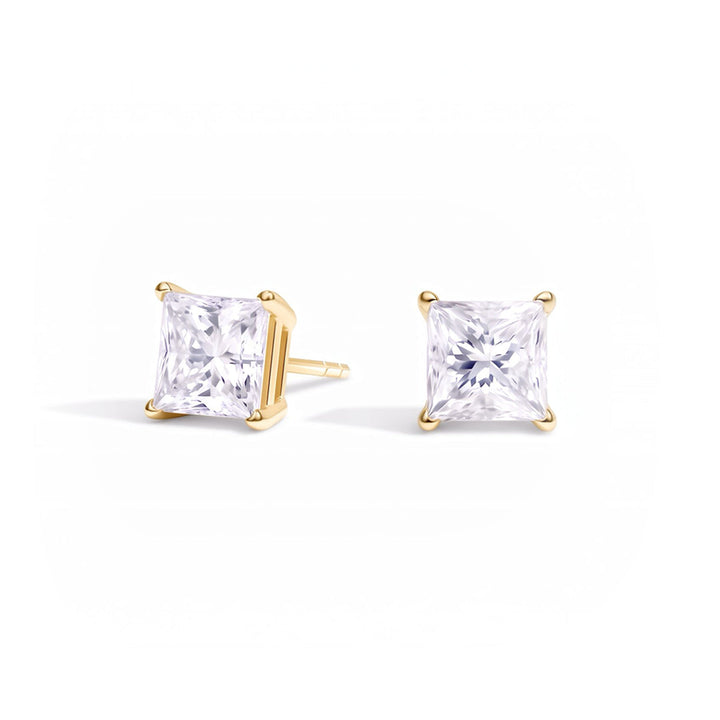 Princess Cut Lab Diamond Stud Earrings (2 ct. tw.) in Gold Vermeil