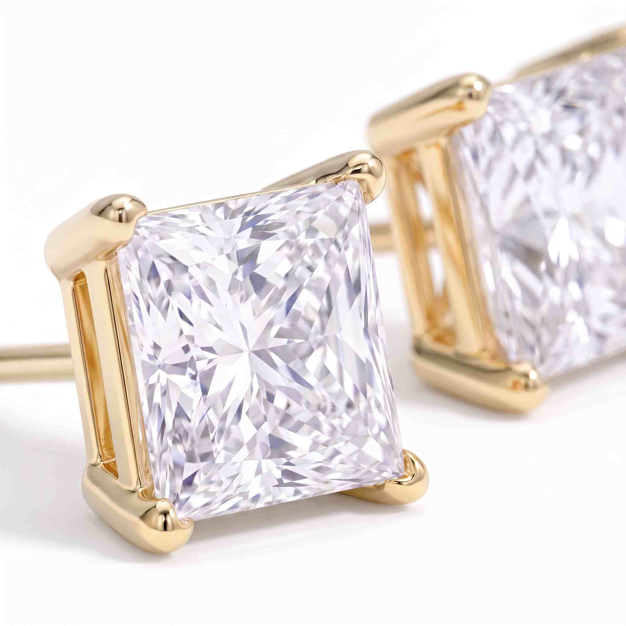 Princess Cut Lab Diamond Stud Earrings (2 ct. tw.) in Gold Vermeil