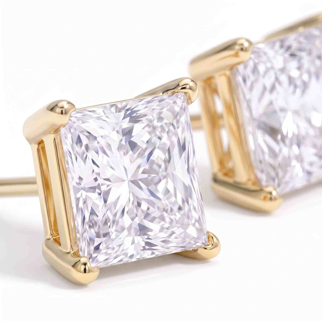 Princess Cut Lab Diamond Stud Earrings (2 ct. tw.) in Gold Vermeil