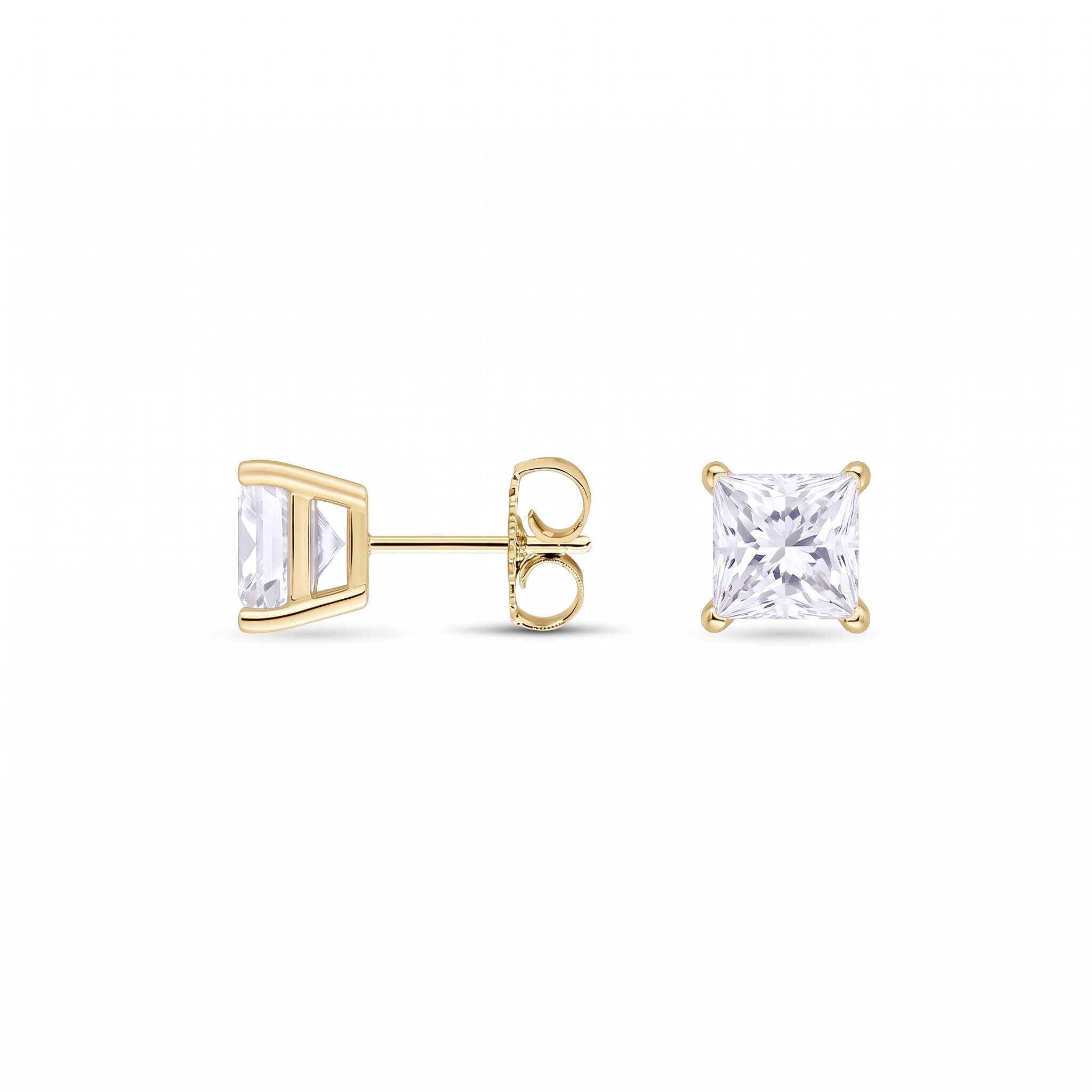 Princess Cut Lab Diamond Stud Earrings (2 ct. tw.) in Gold Vermeil