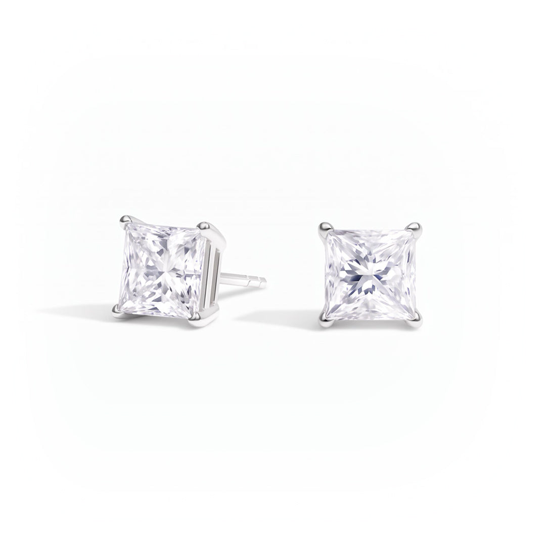 Princess Cut Lab Diamond Stud Earrings (2 ct. tw.) in Sterling Silver