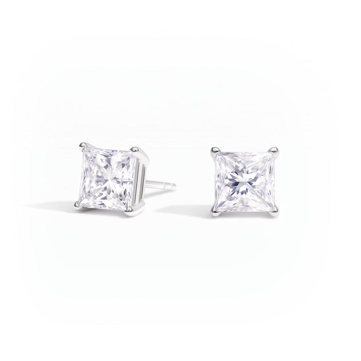 Princess Cut Lab Diamond Stud Earrings (2 ct. tw.) in Sterling Silver