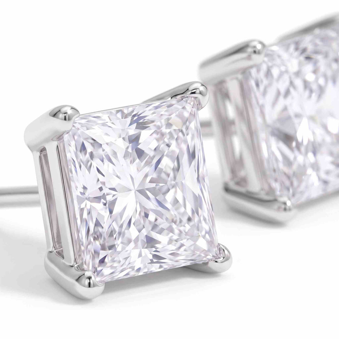 Princess Cut Lab Diamond Stud Earrings (2 ct. tw.) in Sterling Silver