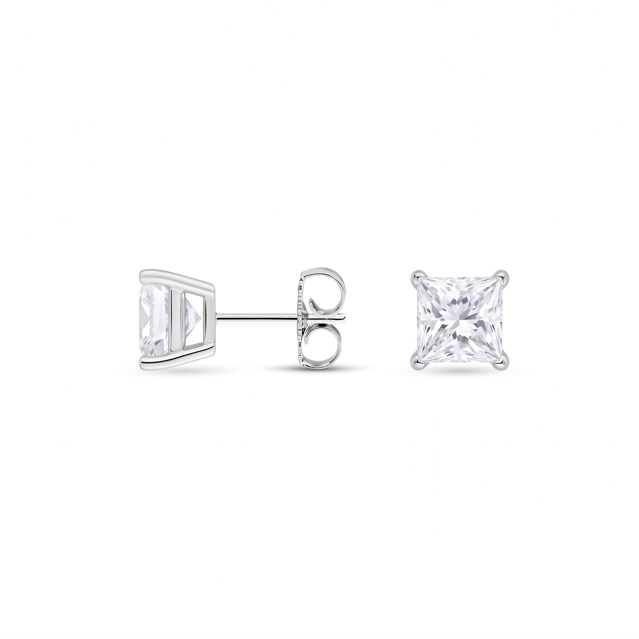 Princess Cut Lab Diamond Stud Earrings (2 ct. tw.) in Sterling Silver