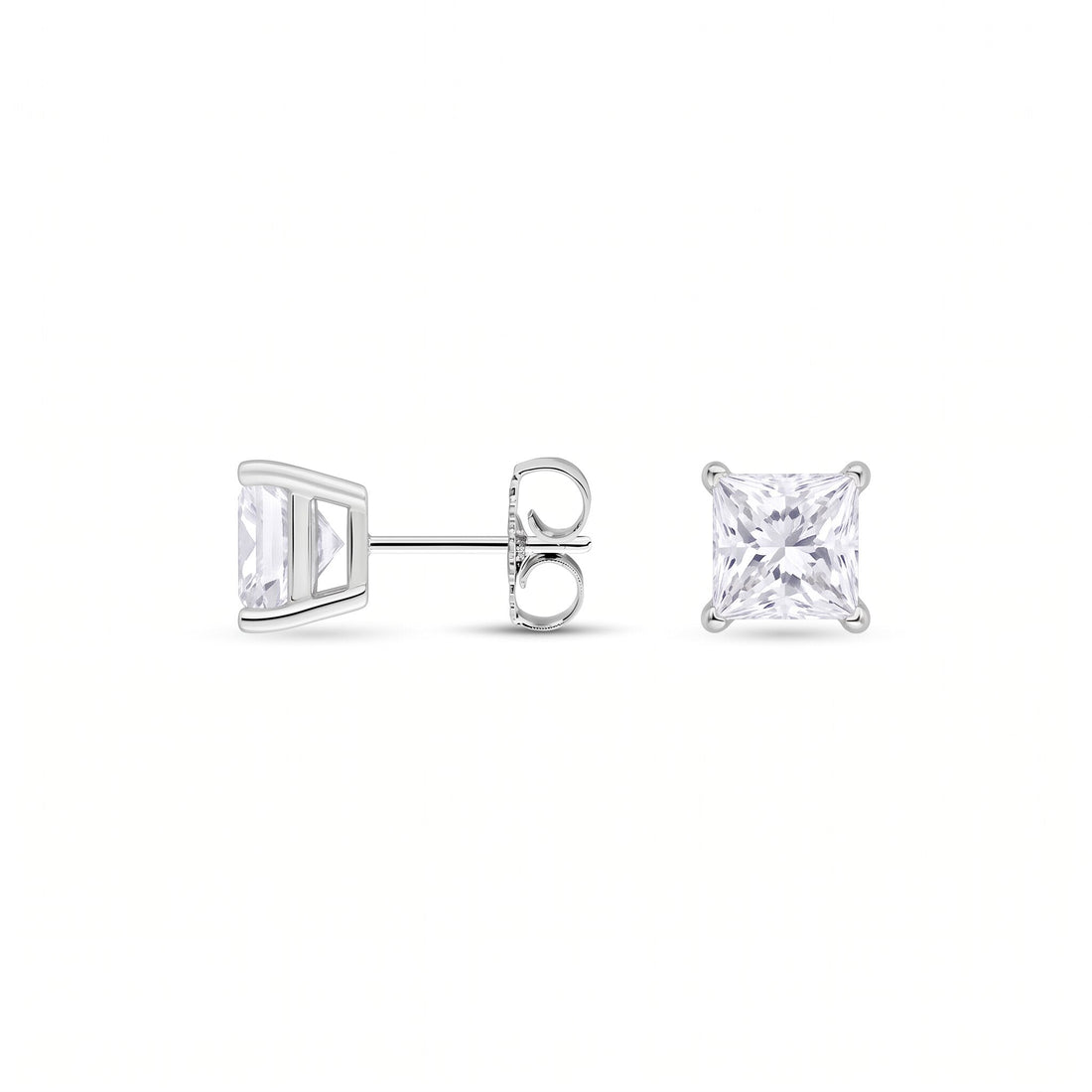 Princess Cut Lab Diamond Stud Earrings (2 ct. tw.) in Sterling Silver