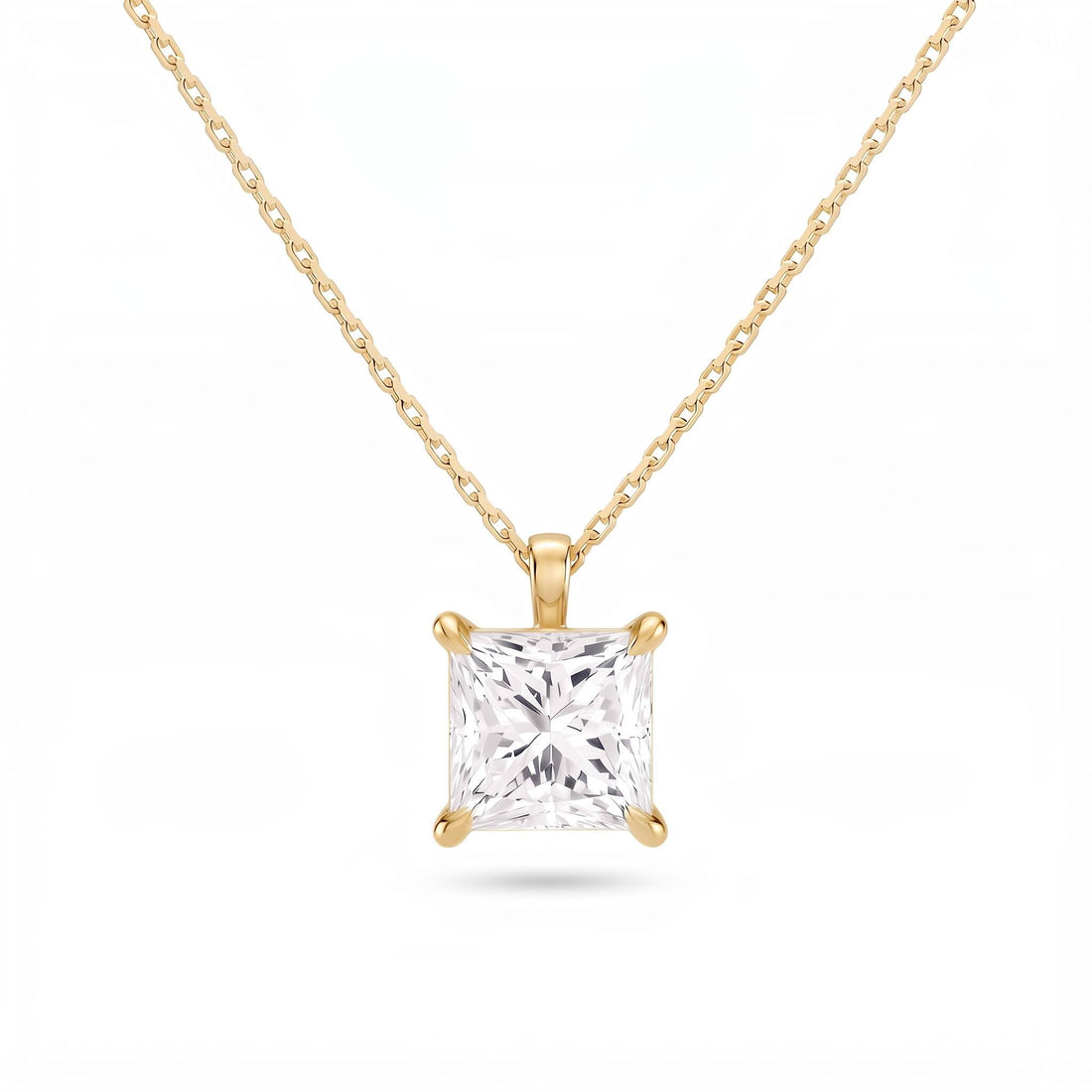 Princess Cut Lab Diamond Pendant w/ 18" Chain (3 ct. tw.) in Gold Vermeil