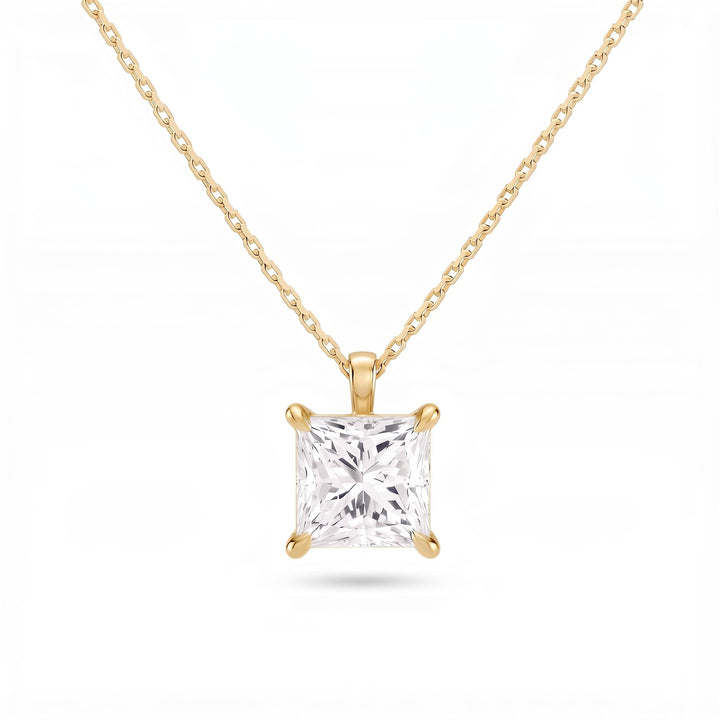 Princess Cut Lab Diamond Pendant w/ 18" Chain (3 ct. tw.) in Gold Vermeil