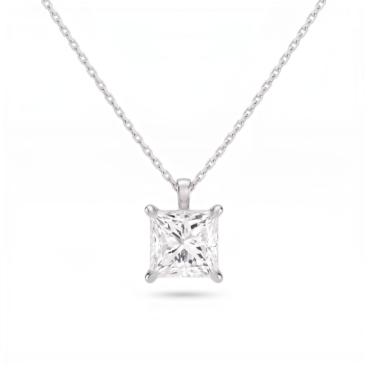 Princess Cut Lab Diamond Pendant w/ 18" Chain (3 ct. tw.) in Sterling Silver