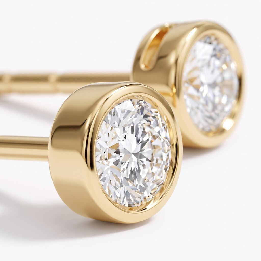 Round Cut Bezel Lab Diamond Stud Earrings (0.25 ct. tw.) in Gold Vermeil