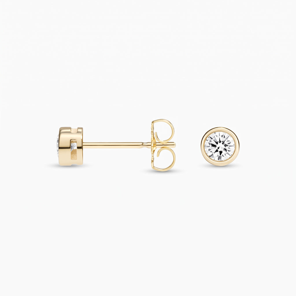 Round Cut Bezel Lab Diamond Stud Earrings (0.25 ct. tw.) in Gold Vermeil