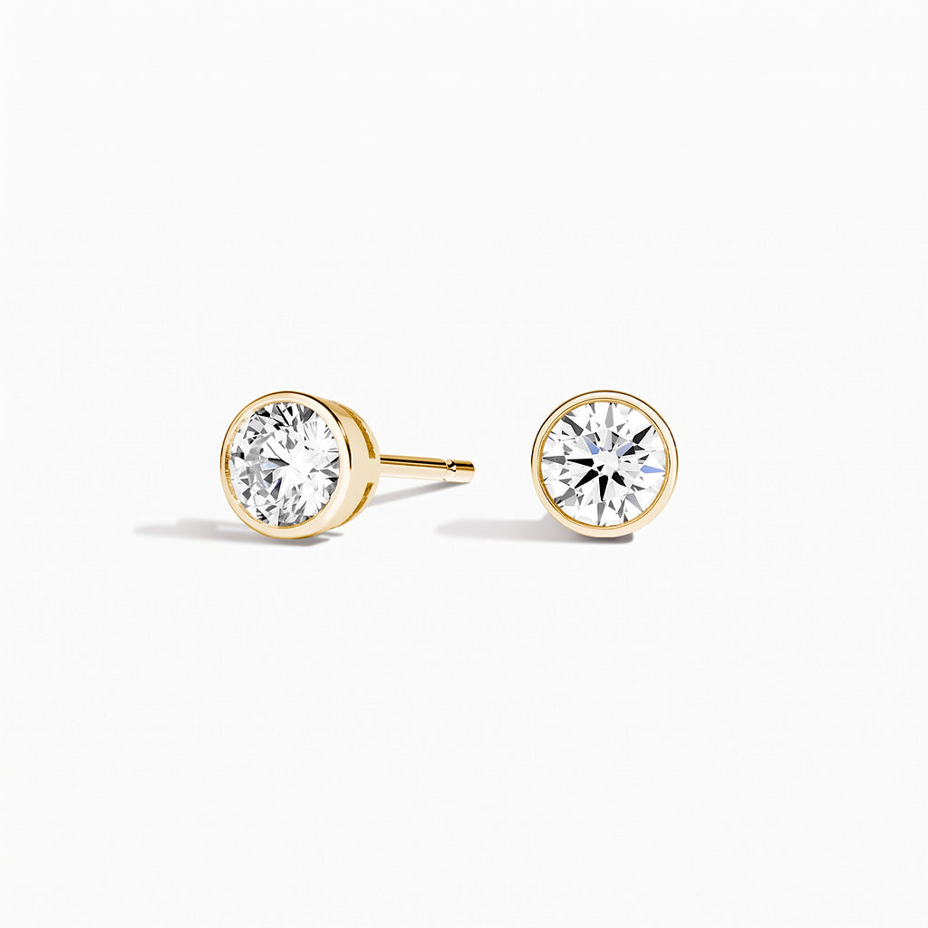 Round Cut Bezel Lab Diamond Stud Earrings (0.50 ct. tw.) in Gold Vermeil