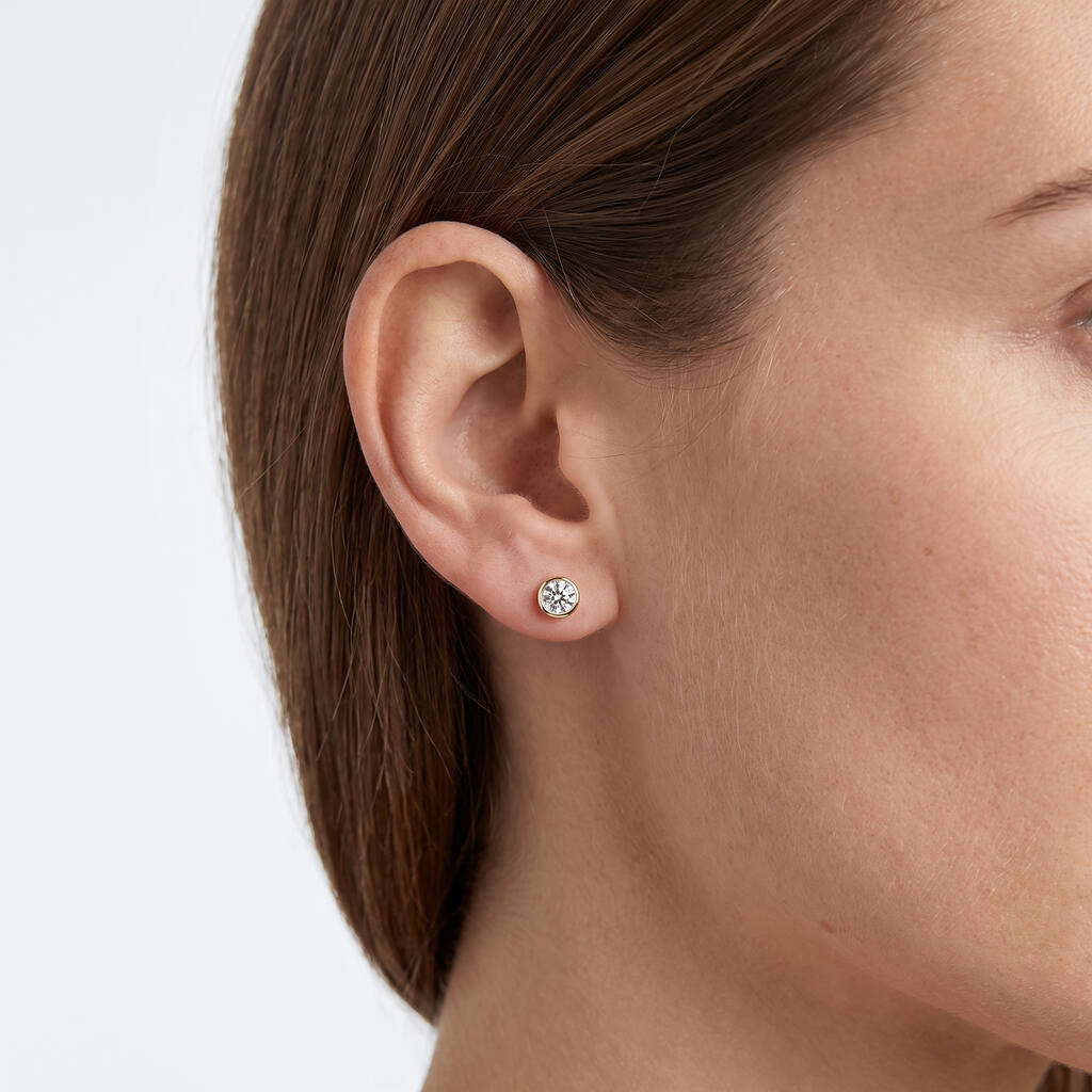Round Cut Bezel Lab Diamond Stud Earrings (0.50 ct. tw.) in Gold Vermeil