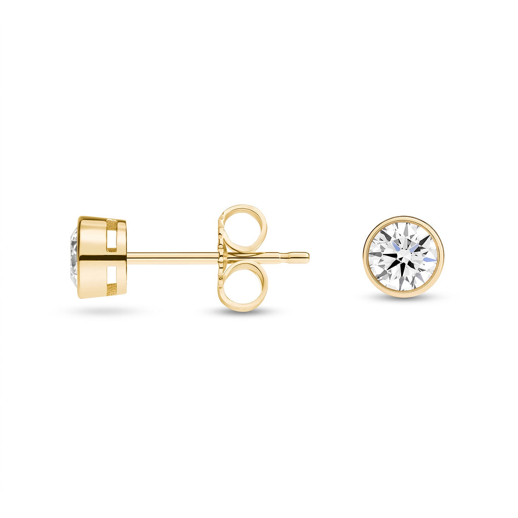 Round Cut Bezel Lab Diamond Stud Earrings (0.50 ct. tw.) in Gold Vermeil