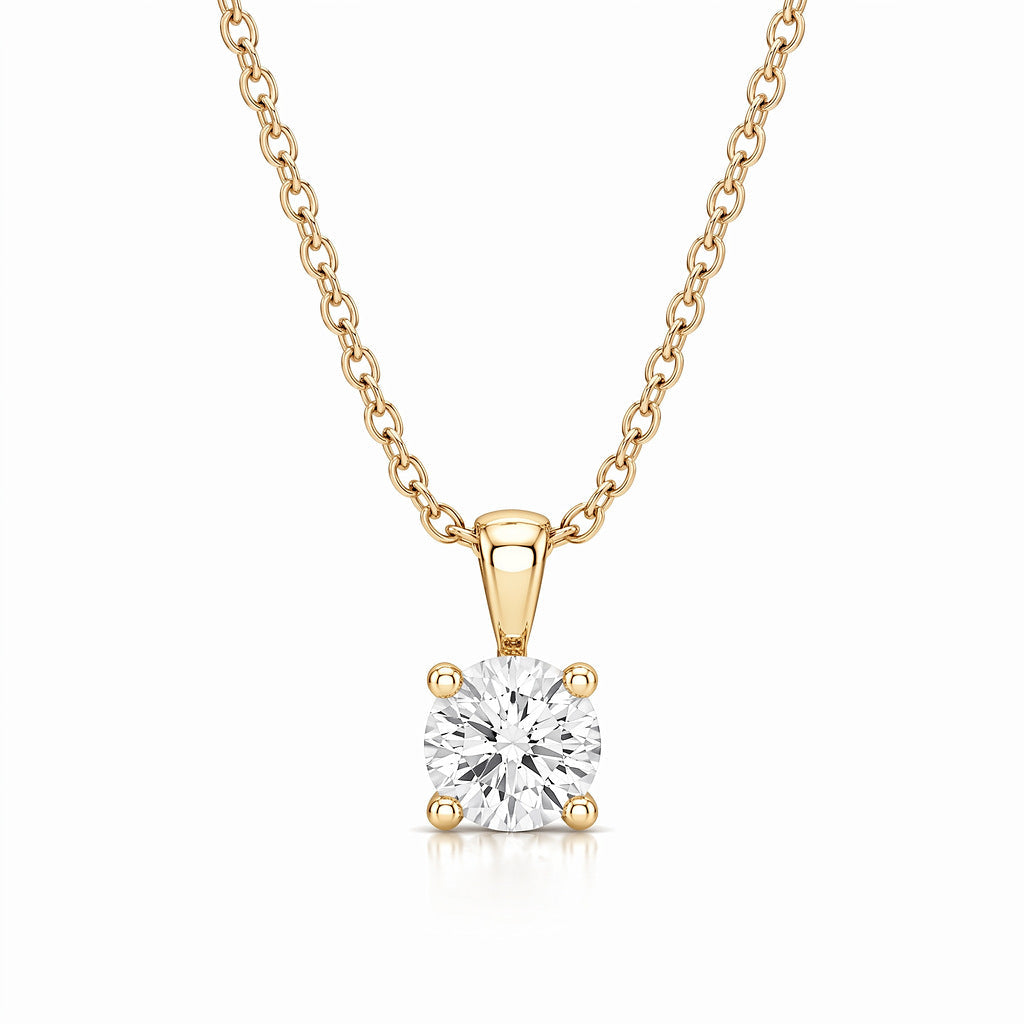 Round Cut Lab Diamond Pendant w/ 18" Chain (0.50 ct. tw.) in Gold Vermeil