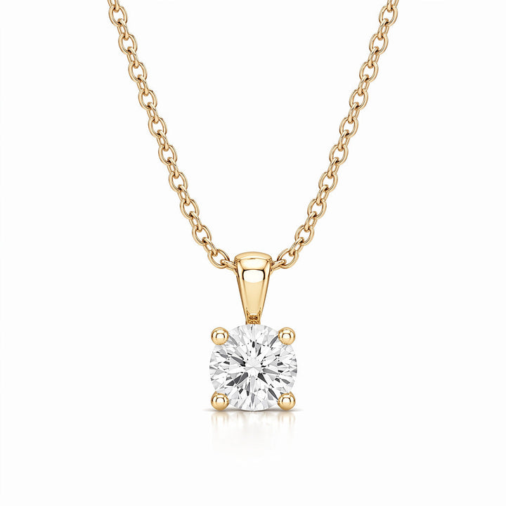 Round Cut Lab Diamond Pendant w/ 18" Chain (0.50 ct. tw.) in Gold Vermeil