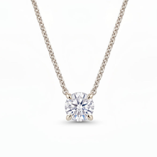 Round Cut Lab Diamond Pendant w/ 18" Chain (2 ct. tw.) in 14K White Gold