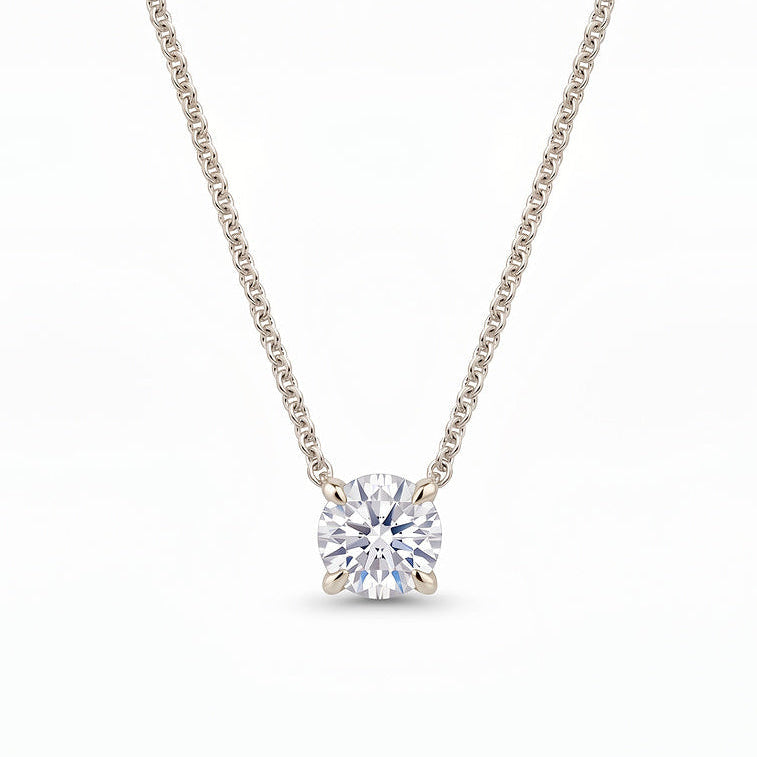 Round Cut Lab Diamond Pendant w/ 18" Chain (0.75 ct. tw.) in 14K White Gold