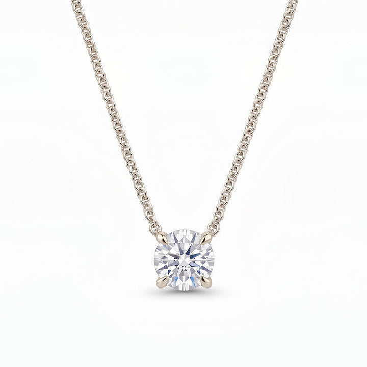 Solitaire Lab Grown Diamond Pendant Necklace in 14K White Gold