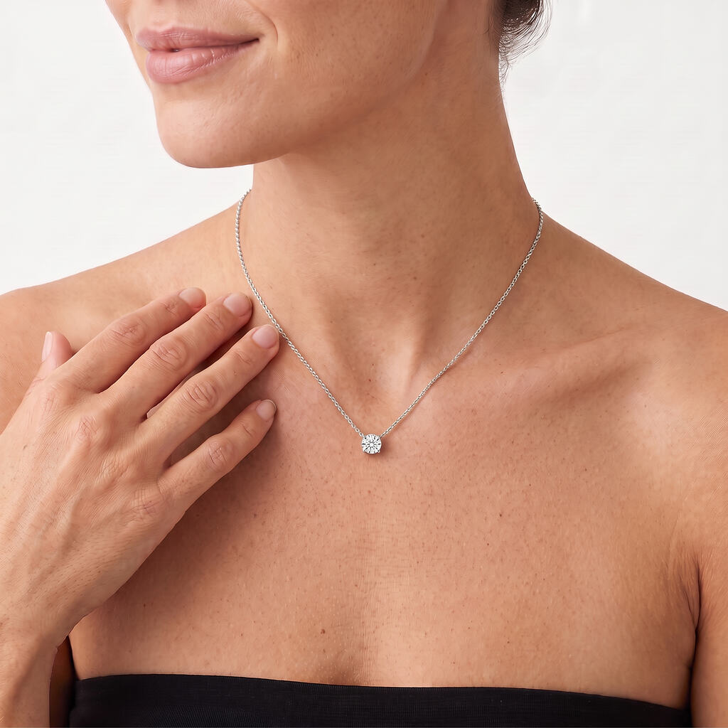 Round Cut Lab Diamond Pendant w/ 18" Chain (2 ct. tw.) in 14K White Gold
