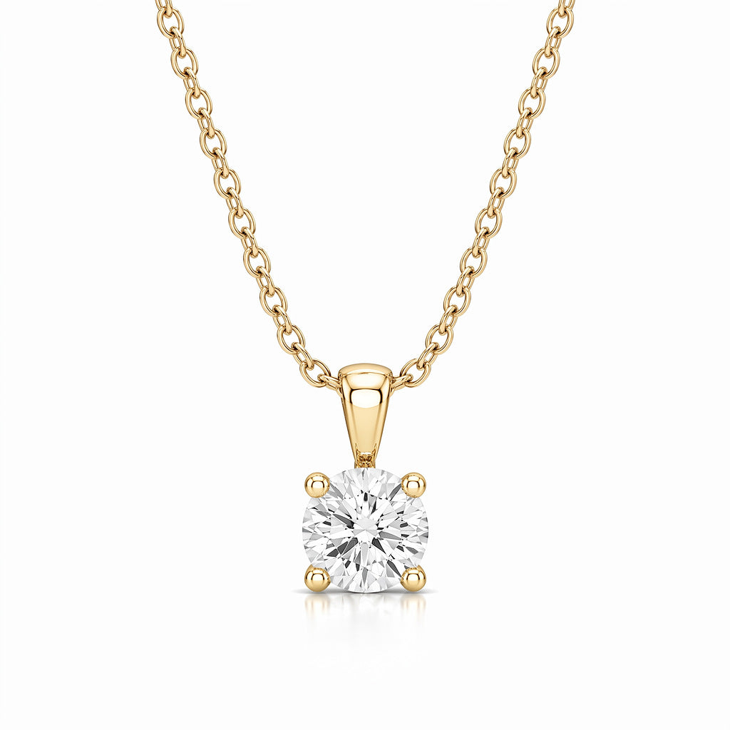 Round Cut Lab Diamond Pendant w/ 18" Chain (2 ct. tw.) in Gold Vermeil