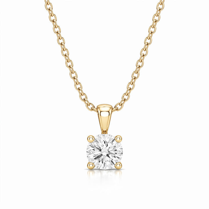Round Cut Lab Diamond Pendant w/ 18" Chain (1.5 ct. tw.) in Gold Vermeil