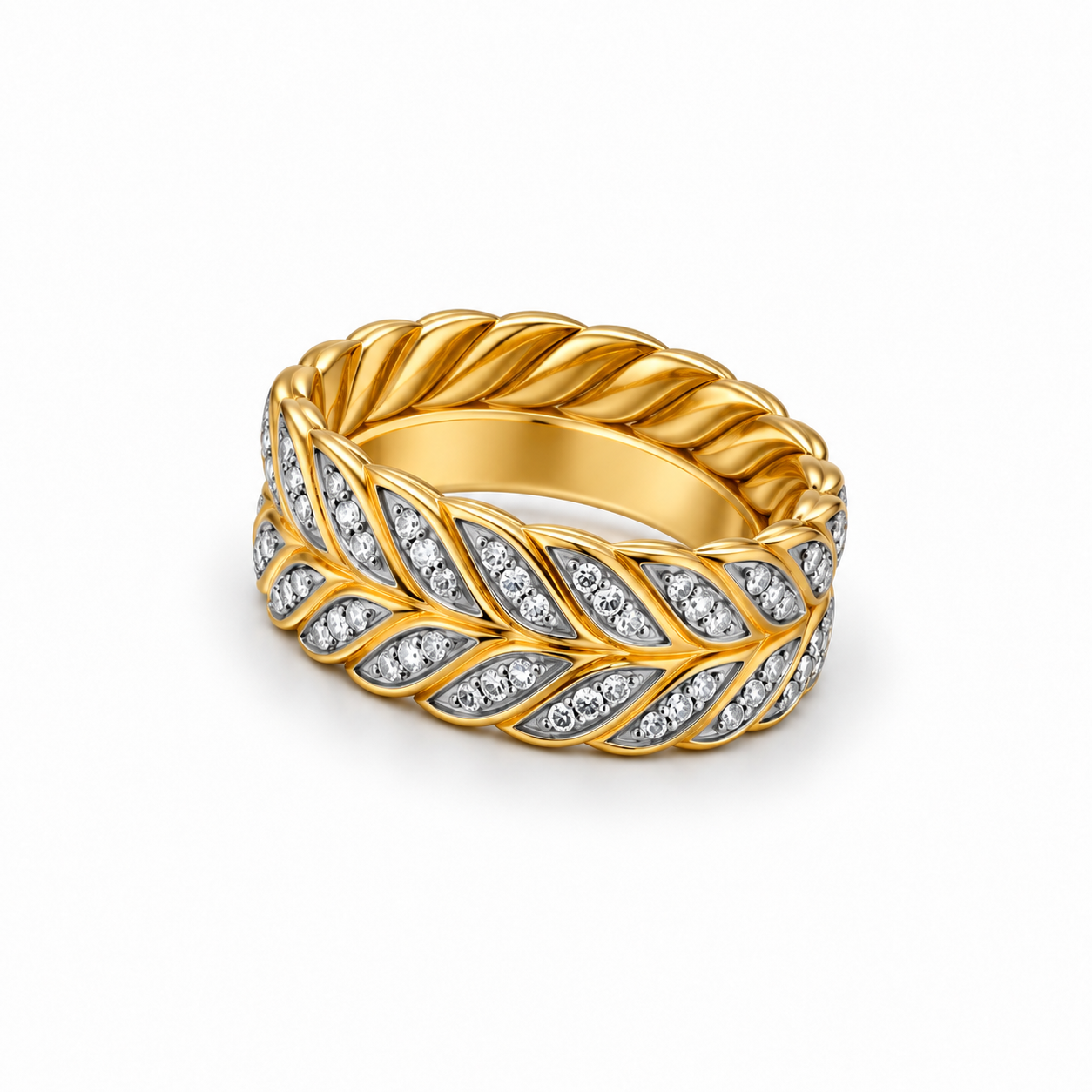 Ascendant Pavé Band Ring — Yellow Gold · 9mm