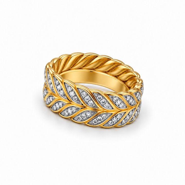 Ascendant Pavé Band Ring — Yellow Gold · 9mm