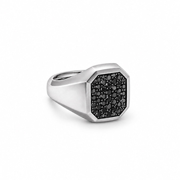 Sovereign Signet — Black Diamond — Sterling silver · Black diamonds · 18mm