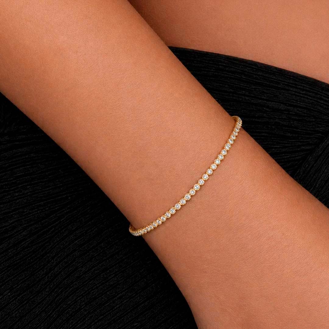 Genevieve 1.30 ct. tw. lab diamond tennis bracelet in Gold Vermeil, 7 inches - view 1