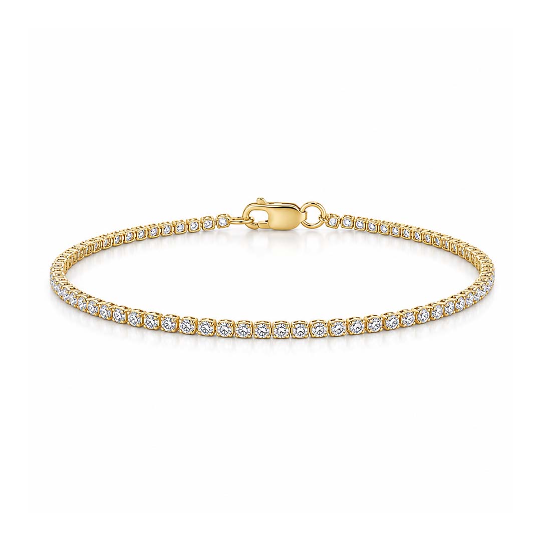 Genevieve Round Cut Lab Diamond Tennis Bracelet (1.30 ct. tw.) in 14K Yellow Gold - 7"