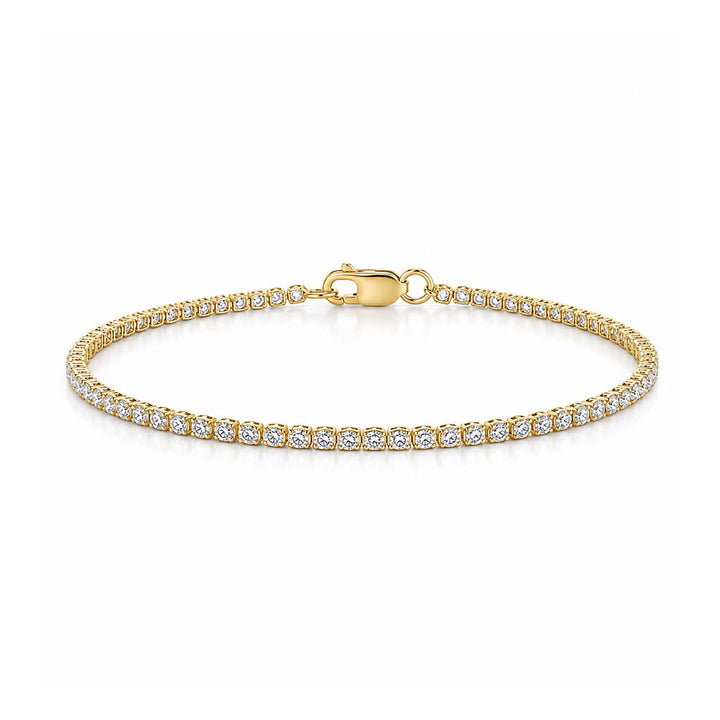 Genevieve Round Cut Lab Diamond Tennis Bracelet (1.30 ct. tw.) in 14K Yellow Gold - 7"