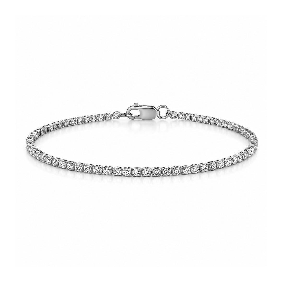 Genevieve Round Cut Lab Diamond Tennis Bracelet (1.20 ct. tw.) in Sterling Silver - 6.5"