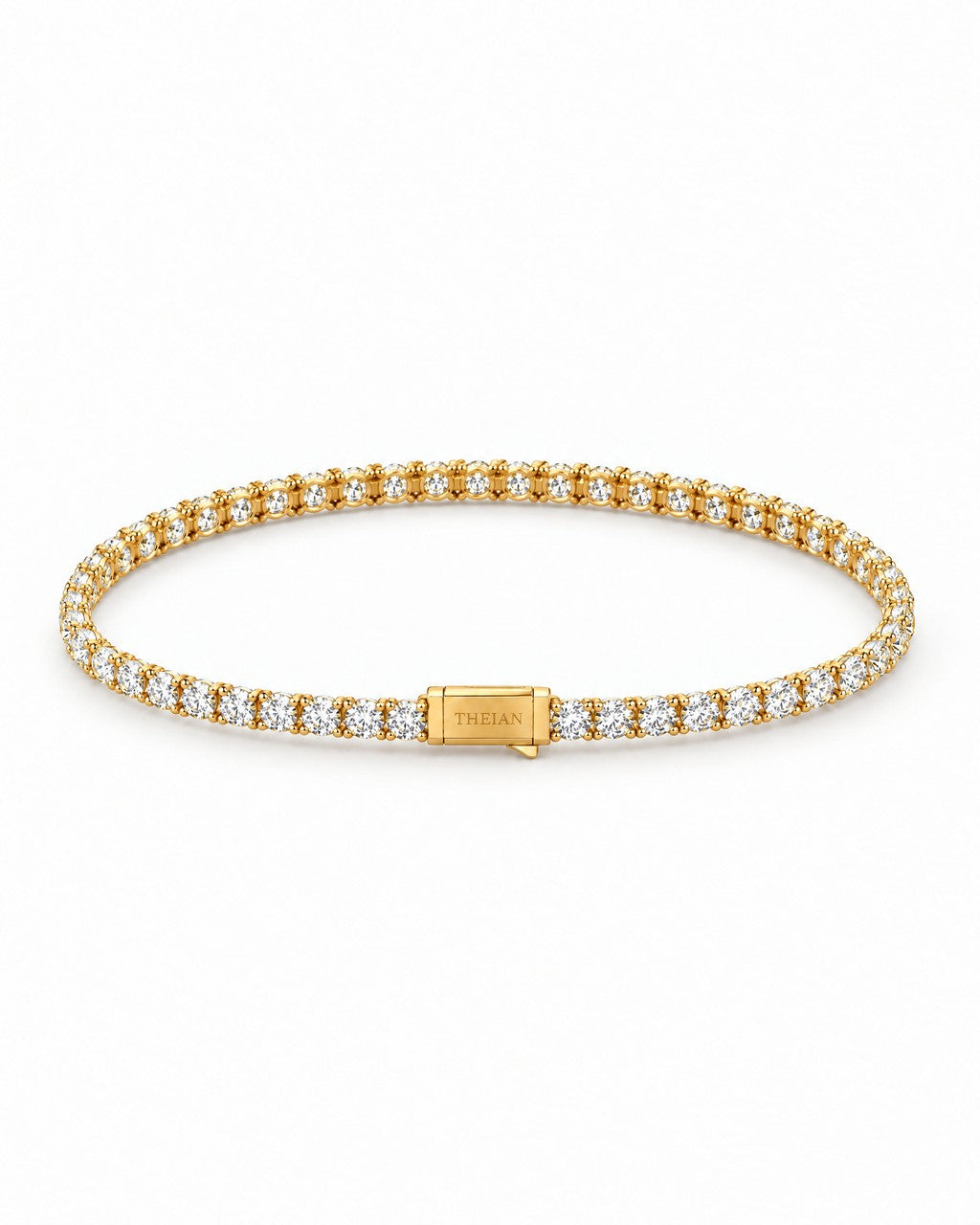 THEIAN 3mm tennis bracelet gold 01 — user-supplied reference photography