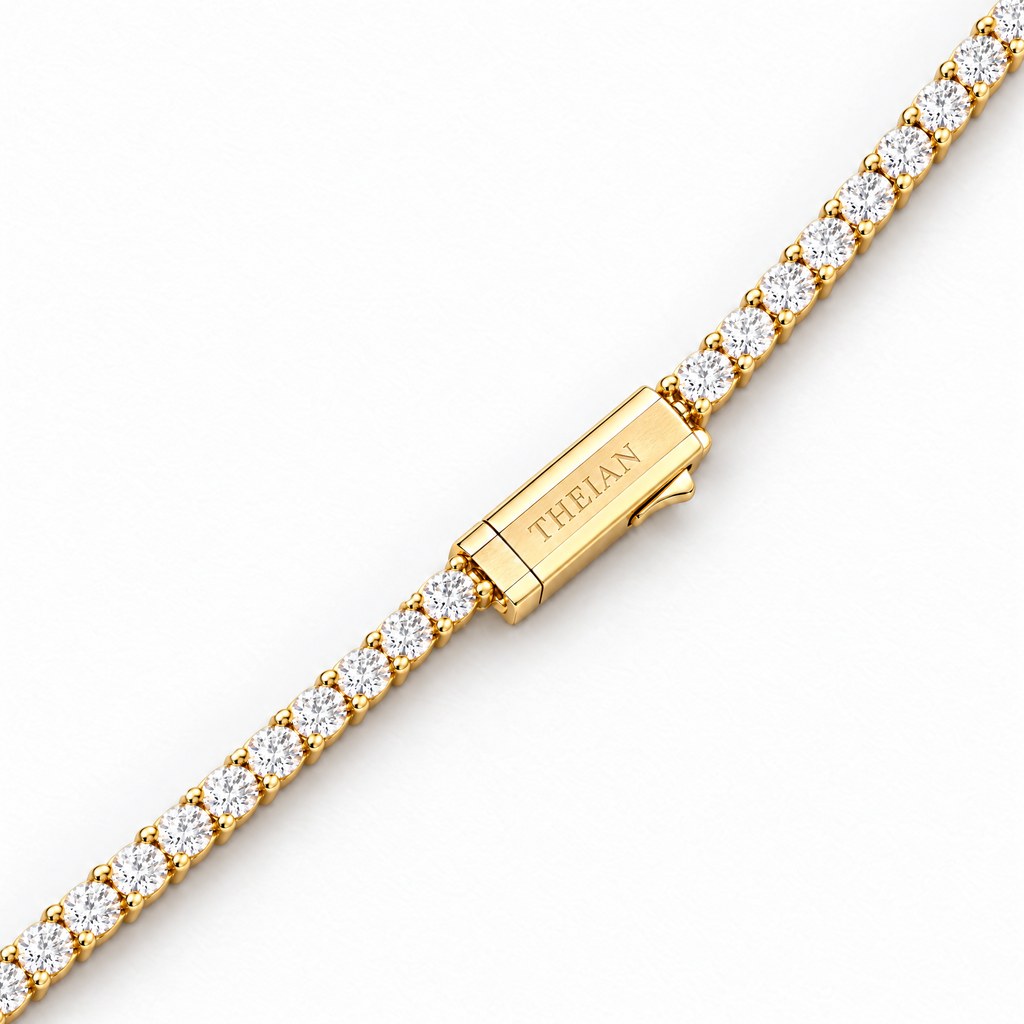 THEIAN 3mm tennis bracelet gold 02 — user-supplied reference photography