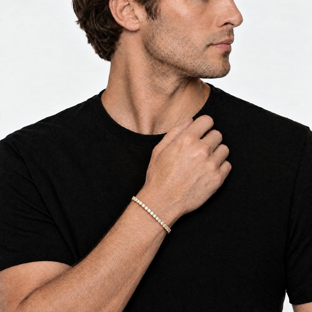 THEIAN 3mm tennis bracelet gold 03 — user-supplied reference photography