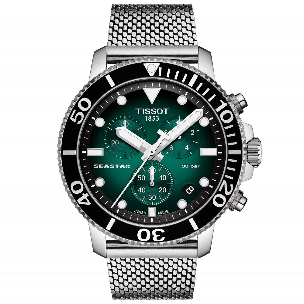 Tissot Seastar 1000 Chronograph — Green Dial, Mesh | T1204171109100